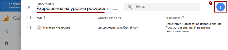 Доступ к аккаунту Google Analytics